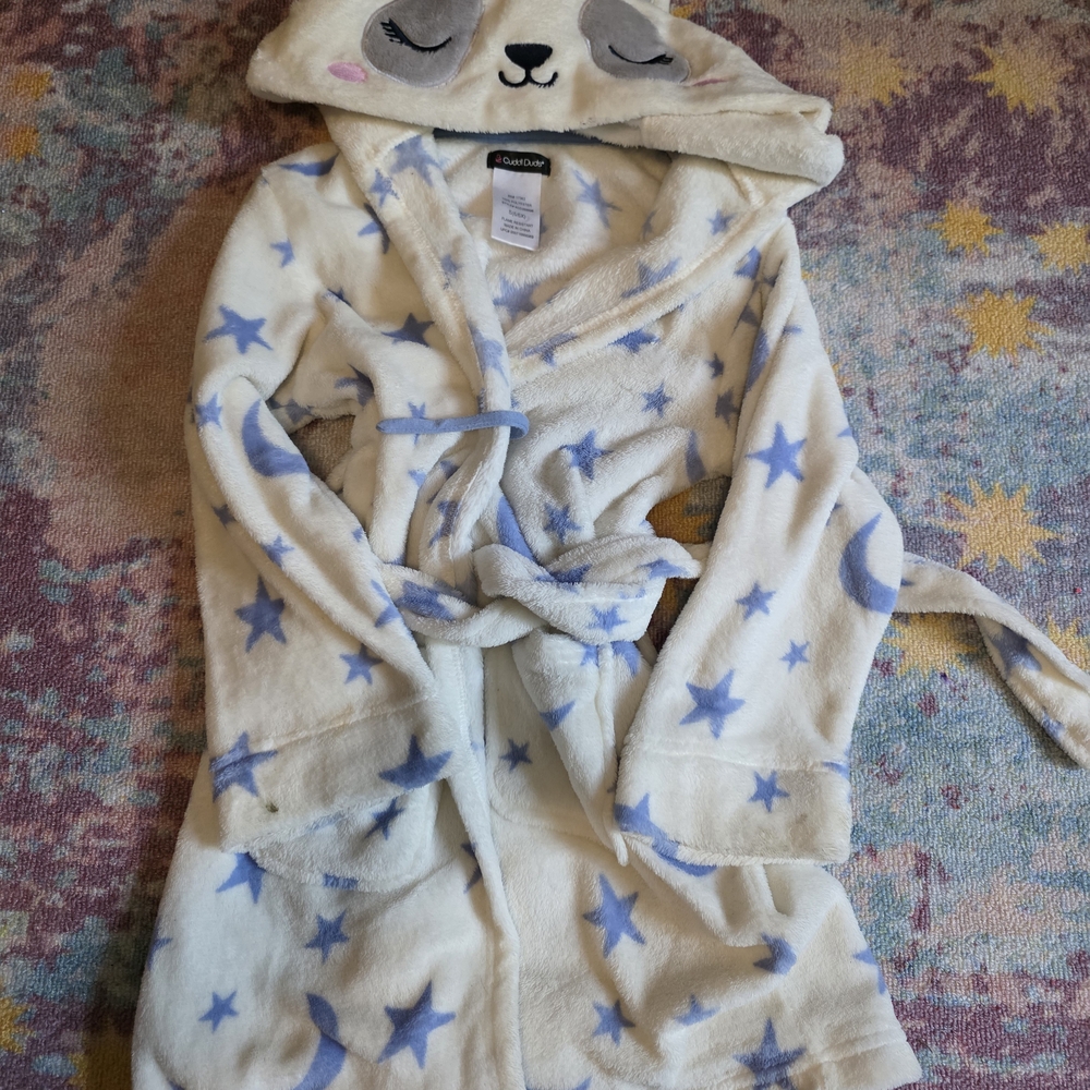 Cuddl Duds Cozy White and Blue Starry Pajama Robe
